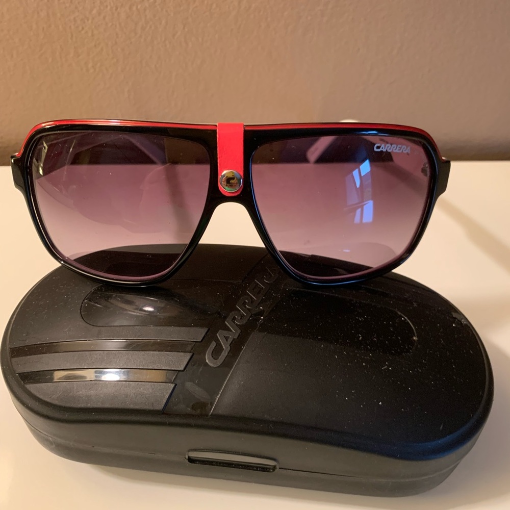 Men sunglasses, CARRERA Black white red color